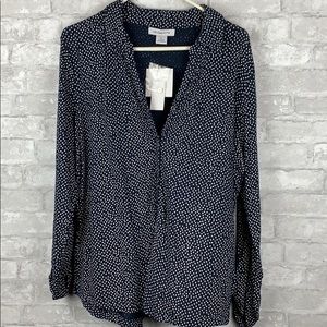 Roll Cuff polka Dot Blouse XL